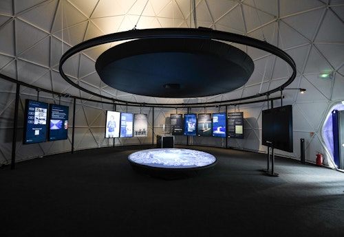 Interior of the travelling and pedagogical exhibition village