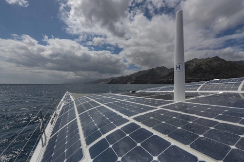 Solar panels on the boat