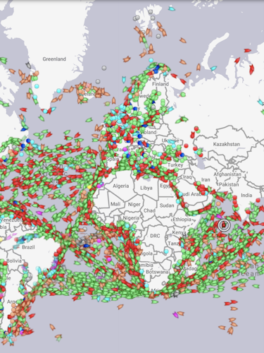 Real time maritime traffic in the world