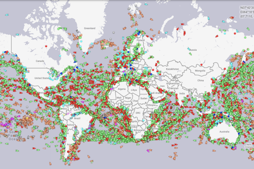 Real time maritime traffic in the world